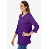 Woman Within Plus Size Perfect Three-Quarter Sleeve V-Neck Tee (Petite Available)(Lime)