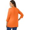 Woman Within Plus Size Perfect Three-Quarter Sleeve V-Neck Tee (Petite Available)(Orange Twist)