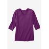 Woman Within Plus Size Perfect Three-Quarter Sleeve V-Neck Tee (Petite Available)(Seamist Blue)