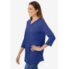 Woman Within Plus Size Perfect Three-Quarter Sleeve V-Neck Tee (Petite Available)(Ultra Blue)