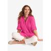 Woman Within Plus Size Pintucked Button Down Gauze Shirt(Deep Teal)