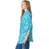Woman Within Plus Size Pintucked Button Down Gauze Shirt(Paradise Blue Watercolor Palm)