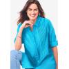Woman Within Plus Size Pintucked Button Down Gauze Shirt(Pink Watercolor Palms)