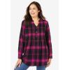 Woman Within Plus Size Pintucked Flannel Shirt(Bright Cobalt Buffalo Plaid)