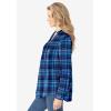 Woman Within Plus Size Pintucked Flannel Shirt(Bright Cobalt Plaid)