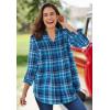 Woman Within Plus Size Pintucked Flannel Shirt(Deep Teal Plaid)