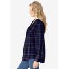 Woman Within Plus Size Pintucked Flannel Shirt(Midnight Plum Plaid)