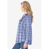 Woman Within Plus Size Pintucked Flannel Shirt(Sky Blue Plaid)