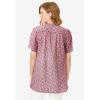 Woman Within Plus Size Pintucked Half-Button Tunic(Black Multi Blooming Ditsy)