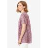 Woman Within Plus Size Pintucked Half-Button Tunic(Black Multi Blooming Ditsy)