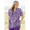 Woman Within Plus Size Pintucked Half-Button Tunic(Deep Teal)