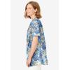 Woman Within Plus Size Pintucked Half-Button Tunic(Natural Khaki Tropical)