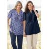 Woman Within Plus Size Pintucked Half-Button Tunic(Olive Green)
