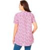Woman Within Plus Size Pintucked Half-Button Tunic(Sunset Pink Blooming Ditsy)