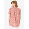 Woman Within Plus Size Pintucked Half-Button Tunic(Sweet Coral Blooming Ditsy)