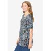 Woman Within Plus Size Printed Perfect Square-Neck Tee(Black Paisley)