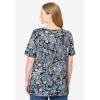 Woman Within Plus Size Printed Perfect Square-Neck Tee(Black Paisley)