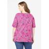 Woman Within Plus Size Printed Perfect Square-Neck Tee(Peony Petal Paisley)