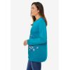 Woman Within Plus Size Printed Sweatshirt(Deep Teal Multi Floral Embroidery)