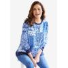 Woman Within Plus Size Printed Sweatshirt(Deep Teal Multi Floral Embroidery)