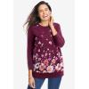 Woman Within Plus Size Printed Sweatshirt(Island Aqua Heart Tie Dye)