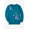 Woman Within Plus Size Printed Sweatshirt(Soft Iris Tie Dye Bloom)