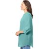 Woman Within Plus Size Rayon Three-Quarter Sleeve Effortless Tab-Front Blouse(Azure)