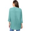 Woman Within Plus Size Rayon Three-Quarter Sleeve Effortless Tab-Front Blouse(Azure)