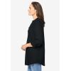 Woman Within Plus Size Rayon Three-Quarter Sleeve Effortless Tab-Front Blouse(Black)