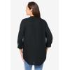 Woman Within Plus Size Rayon Three-Quarter Sleeve Effortless Tab-Front Blouse(Black)
