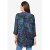 Woman Within Plus Size Rayon Three-Quarter Sleeve Effortless Tab-Front Blouse(Black Multi Batik)