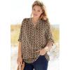 Woman Within Plus Size Rayon Three-Quarter Sleeve Effortless Tab-Front Blouse(Black White Graphic Floral)