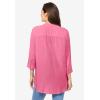 Woman Within Plus Size Rayon Three-Quarter Sleeve Effortless Tab-Front Blouse(Bright Rose)