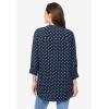 Woman Within Plus Size Rayon Three-Quarter Sleeve Effortless Tab-Front Blouse(Navy Dot)
