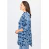 Woman Within Plus Size Rayon Three-Quarter Sleeve Effortless Tab-Front Blouse(Navy Texture Tie Dye)
