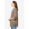 Woman Within Plus Size Rayon Three-Quarter Sleeve Effortless Tab-Front Blouse(New Khaki Geo)