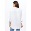 Woman Within Plus Size Rayon Three-Quarter Sleeve Effortless Tab-Front Blouse(White)