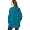 Woman Within Plus Size Rib-Knit Sherpa Hoodie Sweatshirt(Deep Teal)