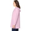 Woman Within Plus Size Rib-Knit Sherpa Hoodie Sweatshirt(Pink)