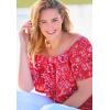 Woman Within Plus Size Ruffle Tee(Sweet Coral Mixed Bouquet)