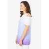 Woman Within Plus Size Short-Sleeve Cold-Shoulder Tee(Delicate Pink Rose Embroidery)