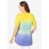 Woman Within Plus Size Short-Sleeve V-Neck Shirred Tee(Multi Dip Dye)