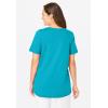 Woman Within Plus Size Short-Sleeve V-Neck Shirred Tee(Pretty Turquoise)