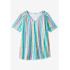 Woman Within Plus Size Short-Sleeve V-Neck Shirred Tee(Pretty Turquoise Butterflies)