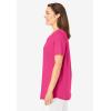 Woman Within Plus Size Short-Sleeve V-Neck Shirred Tee(Raspberry Sorbet)