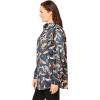 Woman Within Plus Size Soft Faux Suede Shirt(Black Feathers)