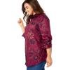 Woman Within Plus Size Soft Faux Suede Shirt(Deep Claret Sketched Folk)