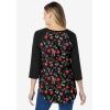 Woman Within Plus Size Three-Quarter Sleeve Baseball Tee(Black Graphic Floral)