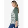 Woman Within Plus Size Three-Quarter Sleeve Baseball Tee(Pine Stripe)