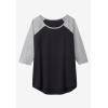 Woman Within Plus Size Three-Quarter Sleeve Baseball Tee(Seamist Blue Bloom)